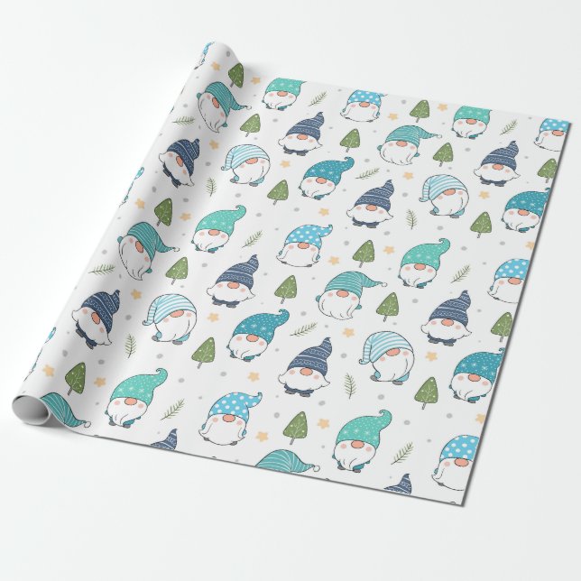 Papier Cadeau Papier d'enveloppement de Noël Gnomes (Déroulé)