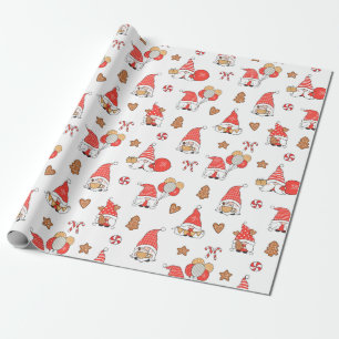 Papier Cadeau Papier d'enveloppement de Noël Gnomes