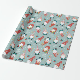 Papier Cadeau Papier d'enveloppement de Noël Gnomes