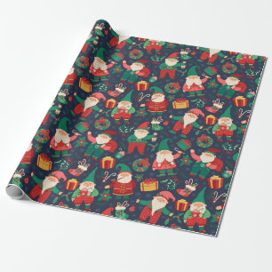 Papier Cadeau Papier d'enveloppement de Noël Gnomes