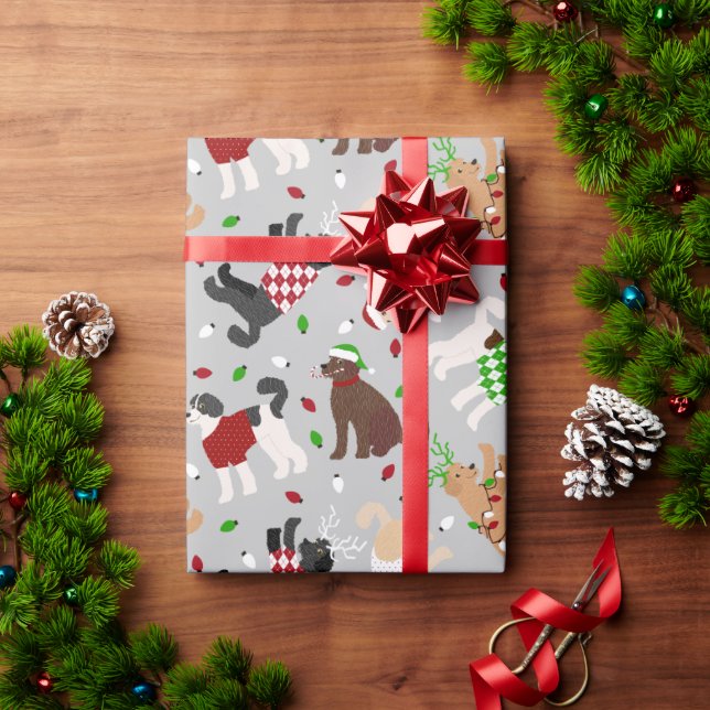 Papier Cadeau Papier d'enveloppement de Noël Goldendoodle Labrad (Cadeau de vacances)