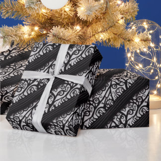 Papier Cadeau Papier d'enveloppement de Noël Goth - noir et blan