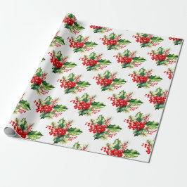 Papier Cadeau Papier d'enveloppement de Noël Holly et Berries