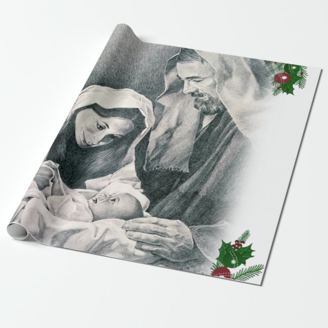 Papier Cadeau Papier d'enveloppement de Noël Jésus (Déroulé)