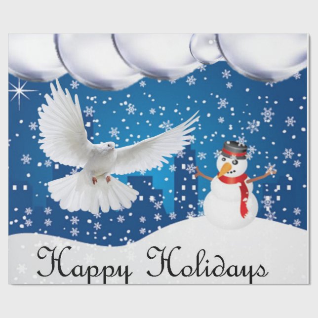 Papier Cadeau Papier d'enveloppement de Noël Joyeuses fêtes (Plat)