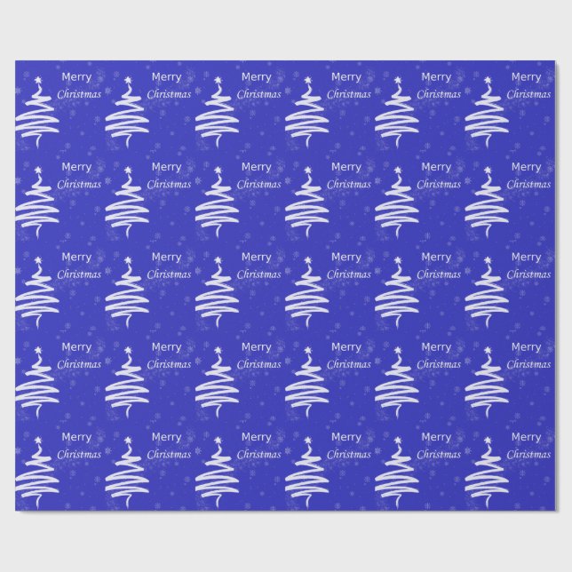Papier Cadeau Papier d'enveloppement de Noël Joyeux Bleu (Plat)