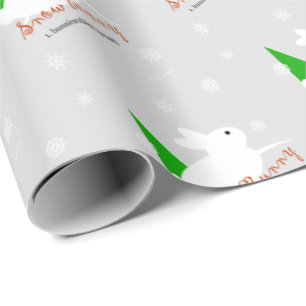 Papier Cadeau Papier d'enveloppement de Noël lapin de neige