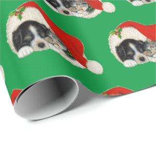 Papier Cadeau Papier d'enveloppement de Noël mignon et chaton