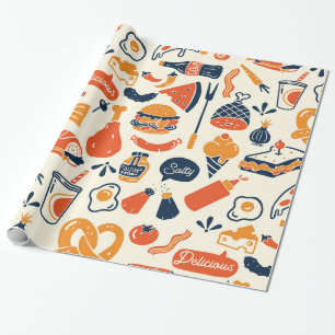Papier Cadeau Papier d'enveloppement de Noël : Motif alimentaire