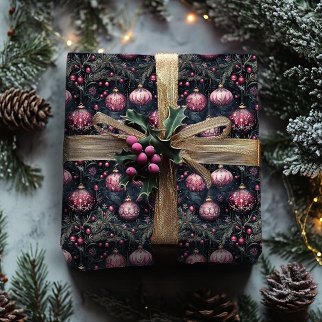 Papier Cadeau Papier d'enveloppement de Noël Ornements floraux v (Créateur téléchargé)