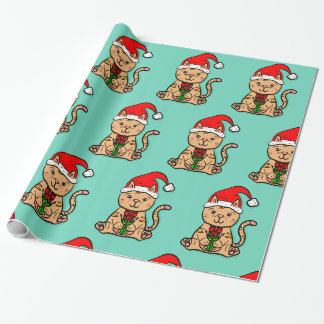 Papier Cadeau Papier d'enveloppement de Noël père Noël Cat