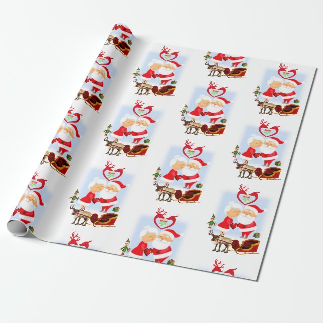 Papier Cadeau Papier d'enveloppement de Noël Père Noël, Mme Clau (Déroulé)
