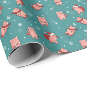 Papier Cadeau Papier d'enveloppement de Noël Piggy