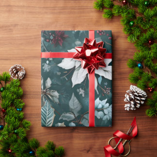 Papier Cadeau Papier d'enveloppement de Noël Poinsettia