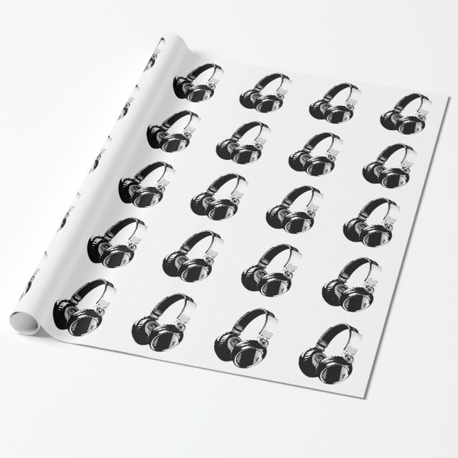 Papier Cadeau Papier d'enveloppement de Noël Pop Art Headphone (Déroulé)