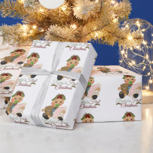Papier Cadeau Papier d'enveloppement de Noël pour bébés filles