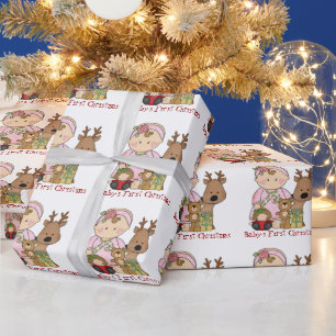 Papier Cadeau Papier d'enveloppement de Noël pour bébés filles