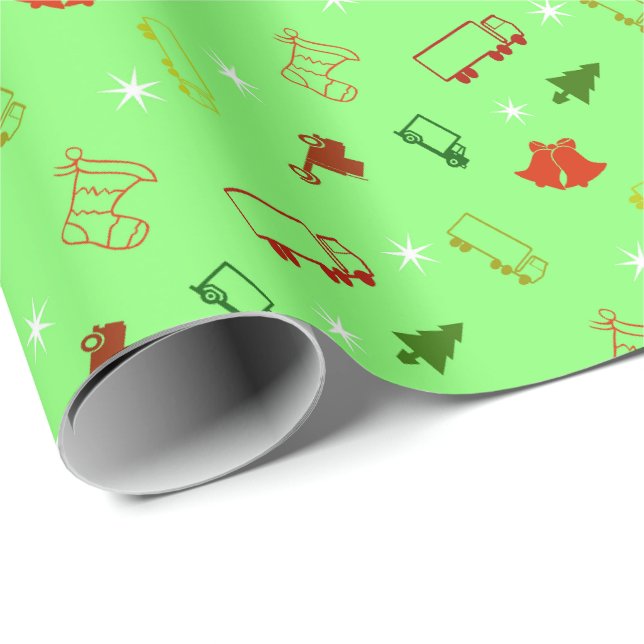 Papier Cadeau Papier d'enveloppement de Noël pour camion de gran (Coin rond)