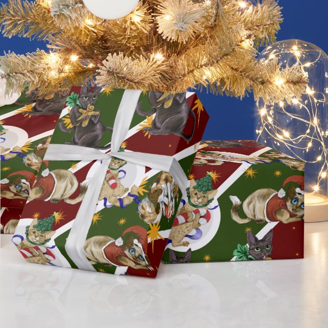 Papier Cadeau Papier d'enveloppement de Noël pour chat Kitty (Vacances)