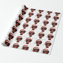 Papier d'enveloppement de Noël pour fille noire