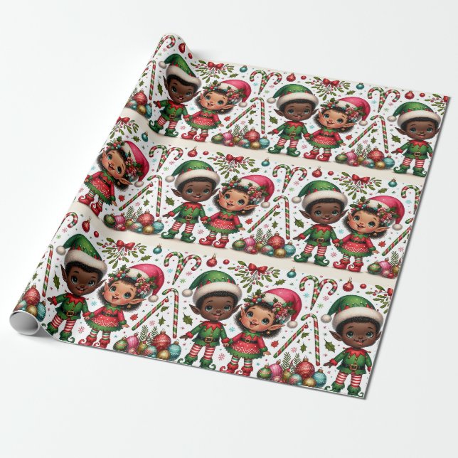 Papier Cadeau Papier d'enveloppement de Noël pour garçon et fill (Déroulé)