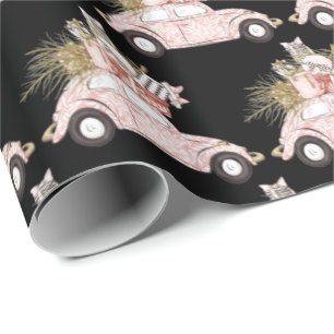 Papier Cadeau Papier d'enveloppement de Noël pour voiture rose f