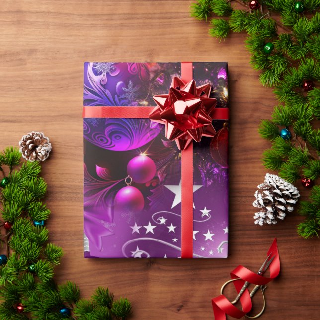 Papier Cadeau Papier d'enveloppement de Noël pourpre (Cadeau de vacances)