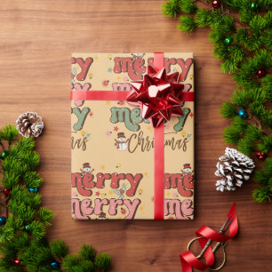 Papier Cadeau Papier d'enveloppement de Noël rétro