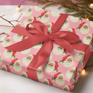 Papier Cadeau Papier d'enveloppement de Noël Retro Pink Père Noë