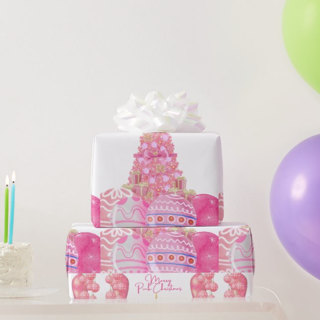 Papier Cadeau Papier d'enveloppement de Noël rose (Cadeaux de fête)