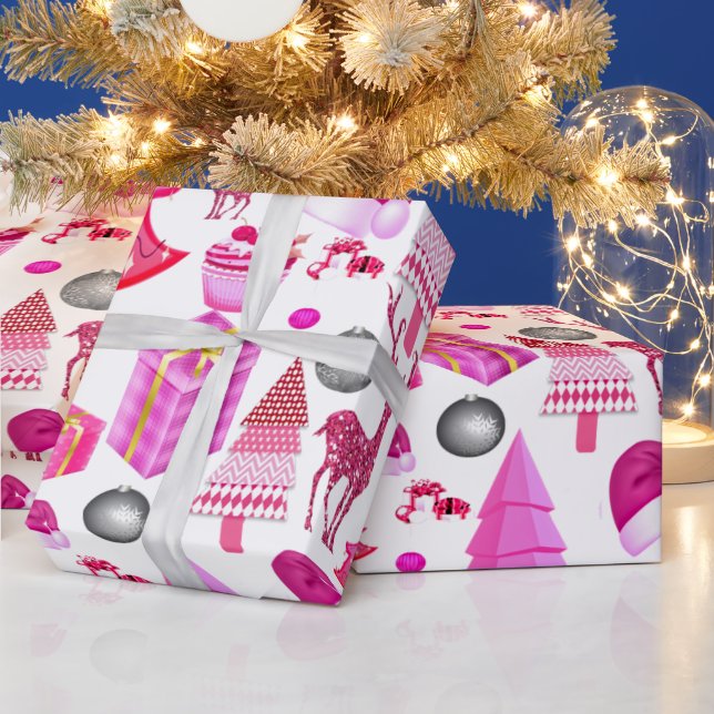 Papier Cadeau Papier d'enveloppement de Noël rose (Vacances)
