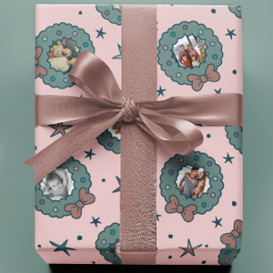 Papier Cadeau Papier d'enveloppement de Noël rose de huit photos