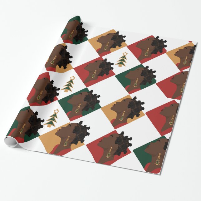 Papier Cadeau Papier d'enveloppement de Noël rouge bantu (Déroulé)