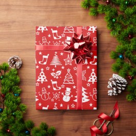Papier Cadeau Papier d'enveloppement de Noël rouge et blanc