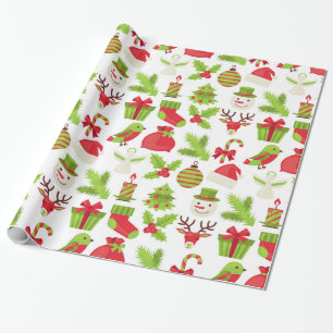 Papier Cadeau Papier d'enveloppement de Noël rouge et vert