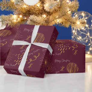 Papier Cadeau Papier d'enveloppement de Noël roux et bordeaux do