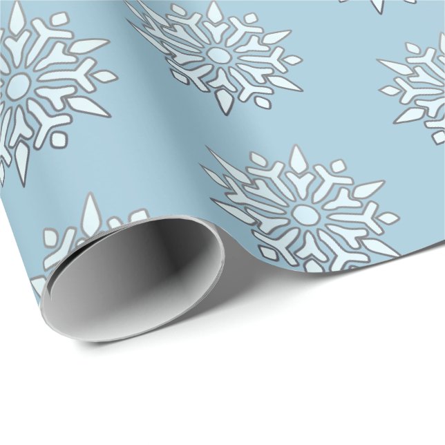 Papier Cadeau Papier d'enveloppement de Noël Snowflakes nordique (Coin rond)