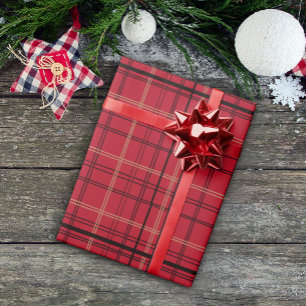 Papier Cadeau Papier d'enveloppement de Noël Tartan rouge