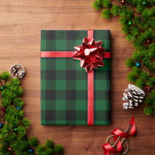 Papier Cadeau Papier d'enveloppement de Noël Tartan vert