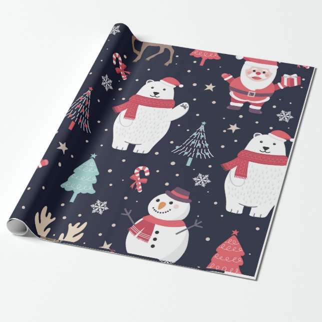 Papier Cadeau Papier d'enveloppement de Noël (Thème de Fête n° 2 (Déroulé)