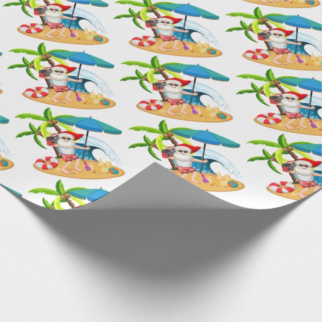 Papier Cadeau Papier d'enveloppement de Noël Tropical Père Noël (Coin)