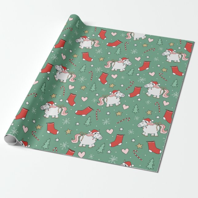 Papier Cadeau Papier d'enveloppement de Noël Unicorn (Déroulé)