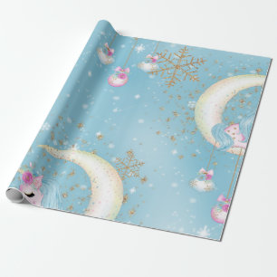 Papier Cadeau Papier d'enveloppement de Noël Unicorn Moon