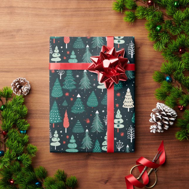 Papier Cadeau Papier d'enveloppement de Noël vert mignon (Cadeau de vacances)