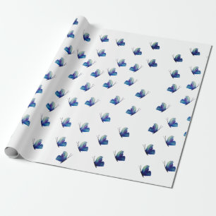 Papier Cadeau Papier d'enveloppement de papillons bleus