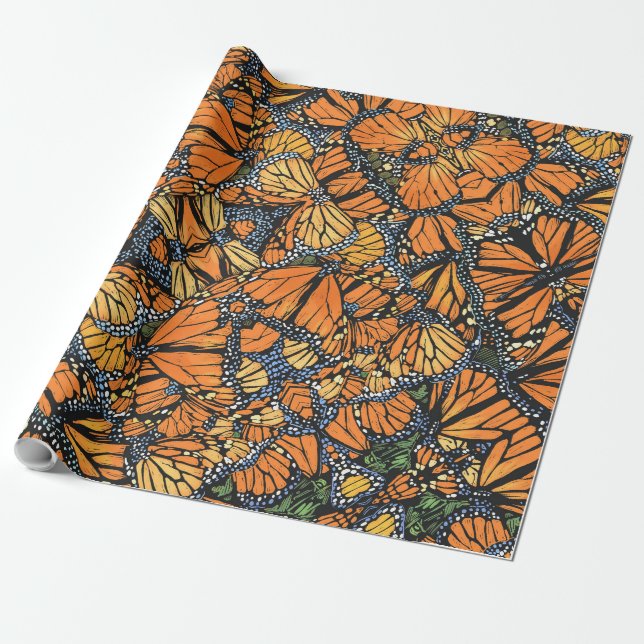 Papier Cadeau Papier d'enveloppement de papillons Monarch (Déroulé)