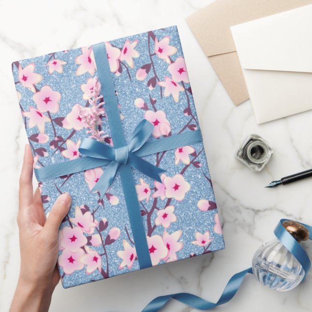 Papier Cadeau Papier d'enveloppement de Parties scintillant bleu (Cadeaux)