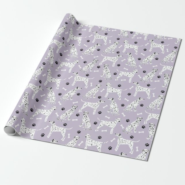 Papier Cadeau Papier d'enveloppement de pattes et d'os dalmate (Déroulé)