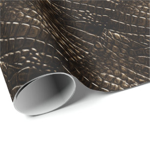 Papier Cadeau Papier d'enveloppement de peau de crocodile noir, 
