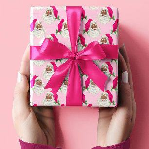 Papier Cadeau Papier d'enveloppement de Père Noël noir rose chau